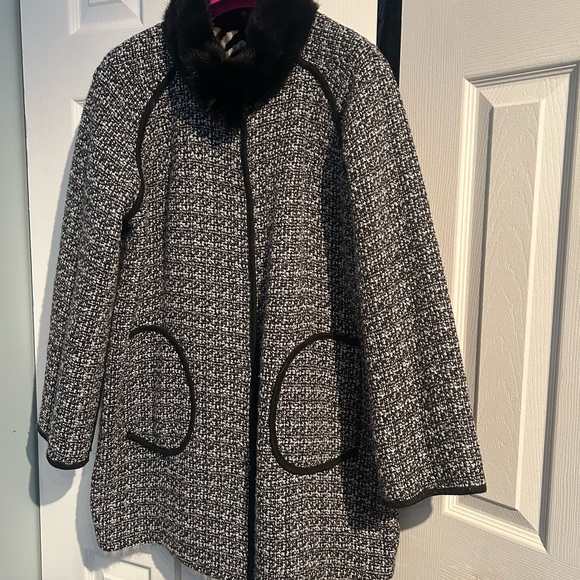 Reversible knitted mink/ tweed jacket - Picture 2 of 2